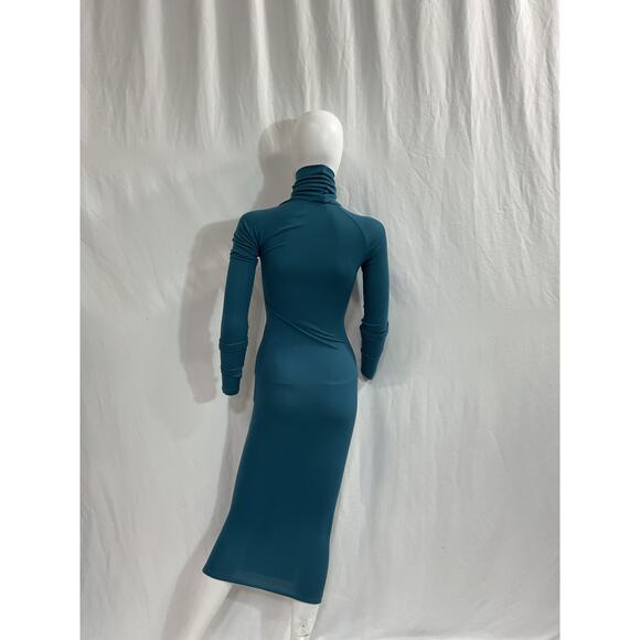Alix Nyc 'Clarkson' Blue Turtleneck Front Cut Out Midi Dress Size XS - Picture 3 of 5